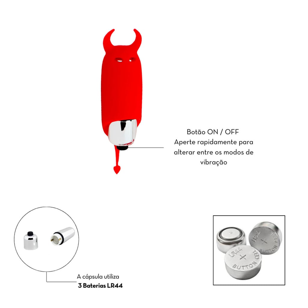 Cápsula Vibratória em Forma de Diabinho com 10 Modos de Vibração e Resistente à Água - XYZ Pocket Vibe | 7,5 x 2,5 cm - 2