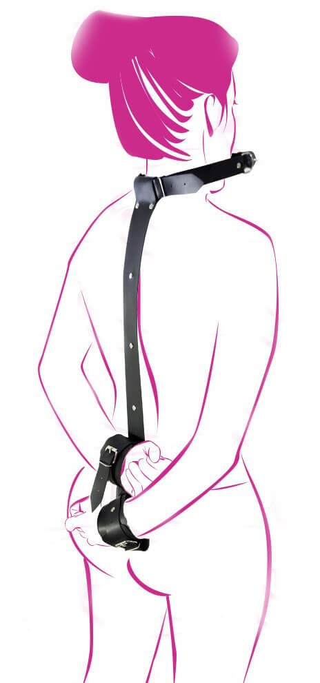 Mordaça em Forma de Bastão com Par de Algemas Traseira - La Pimienta Sado - 2