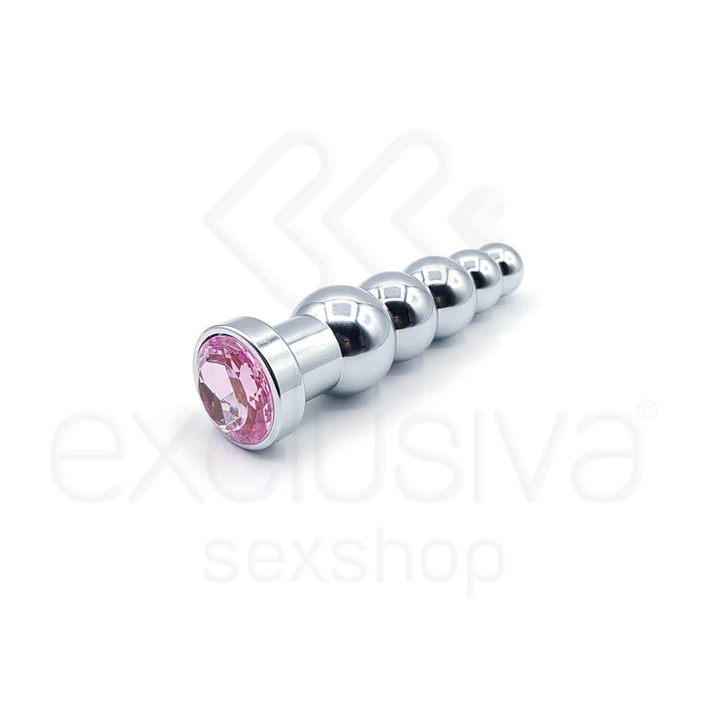 Plug Anal Cromado Escalonado em Alumínio com Joia na Base - Vip Mix | 12,3 x 3,3 cm | Disponível em 3 Cores - 5