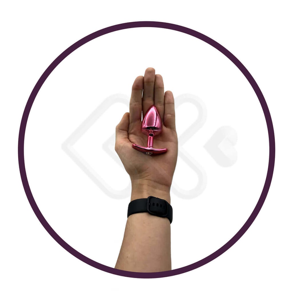 Plug Anal "M" Cônico em Metal com Joia e Base Removível - Hard - 6,8 x 3,2 cm | Disponível em 7 Cores - 20