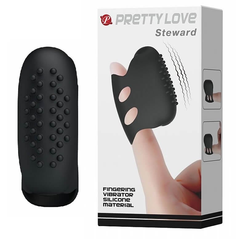 Capa Para Dedo em Silicone com Vibração e Textura Estimuladora - Pretty Love Steward  | 4,8 x 3,5 cm - 1