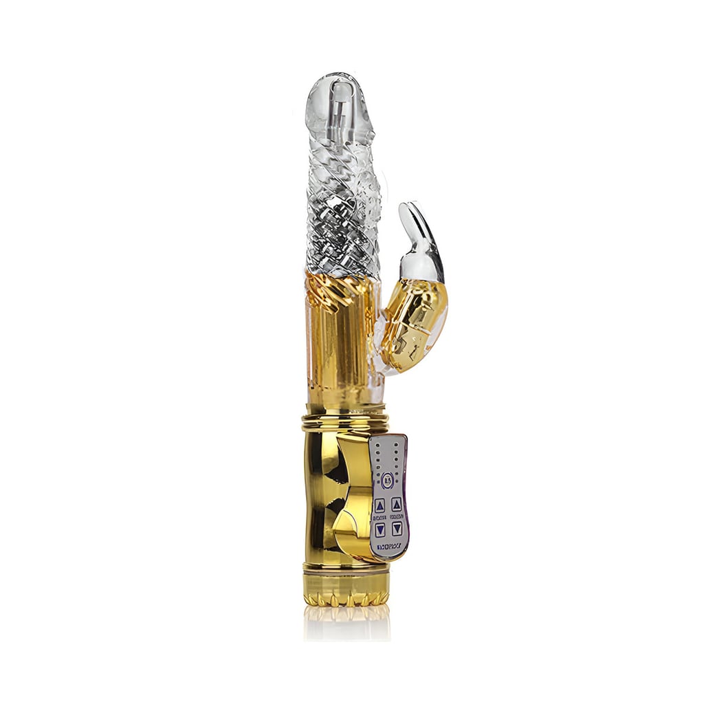 Vibrador Rotativo Metalizado com Estimulador Clitoriano e 36 Modos de Vibração - 22,5 x 3,1 cm | YouVibe | Cor: Dourado - 1