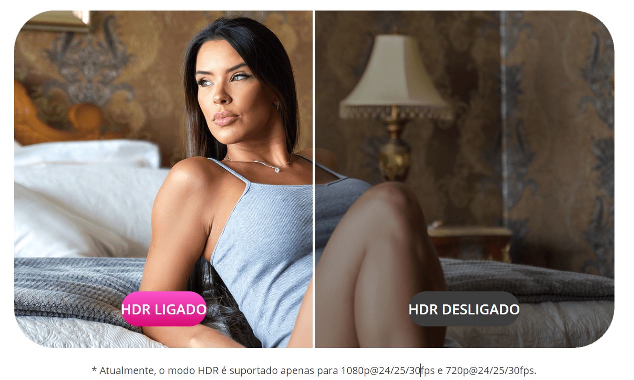 Informação de funcionamento com HDR ligado/desligado